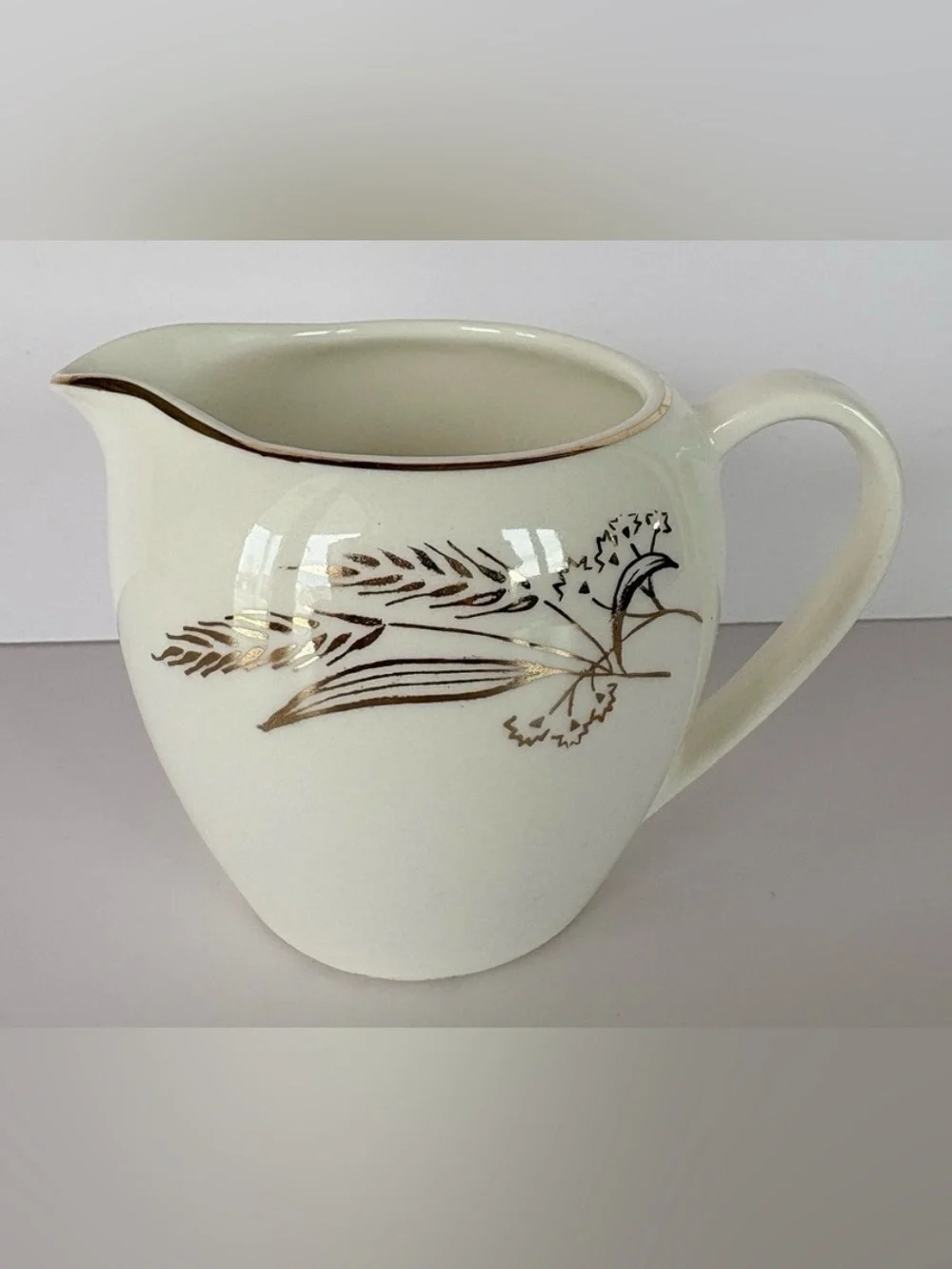 Lifetime China Prairie Ivory Creamer w/22k Gold Trim-Discontinued Vintage Item